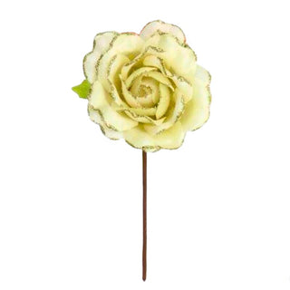 Flor De Navidad Rosa Color Ivory Borde Escarchado 8x20 Cm