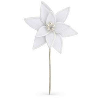 Velvet Christmas Flower with Pearl Pistil, White, 29 cm