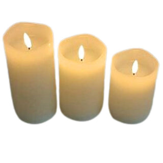 Set de 3 Velas Color Ivory Luz Led Cálida Superficie Rustica