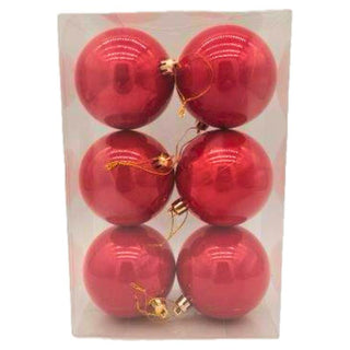 Bambalinas De Navidad 6 Piezas Color Rojo Perlado 8 CM