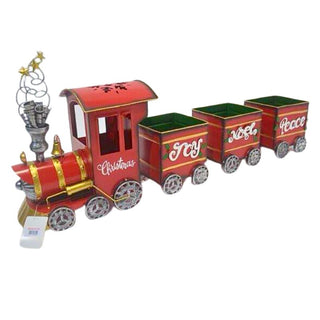 Tren De Navidad  De Metal Color Rojo y Dorado 41 Cm