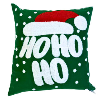 Cojin de Navidad Estampado Ho Ho Ho 450G 45 Cm Color Verde