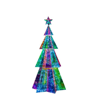 ARBOL De Navidad De Hexágonos Iridiscentes 1,2 Metros con Luces Led RGB