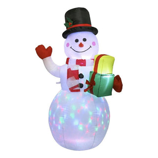 Inflable muñeco de nieve 150 cm con luz led giratoria