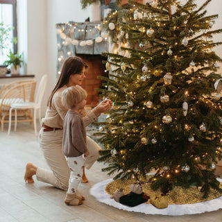 Pie De Arbol 120 Cm De Diámetro Diseño de Tela de Lentejuelas Dorado