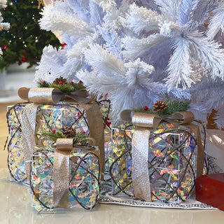 Cajas de Regalos Con Luz Led 3 Piezas A Baterías