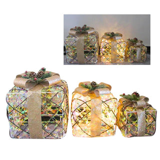 CAJAs DE REGALO CON LUZ 3 piezas a baterías