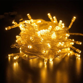 Luces Led de Navidad Cálida, 100 Luces Cable Transparente Luz Fija