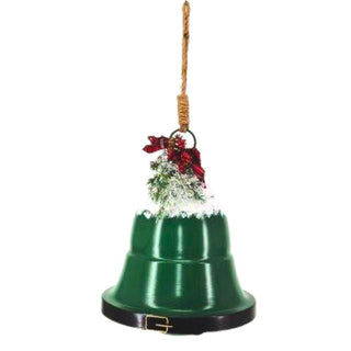 Campana Navideña DE Metal Con Cascabel Para Colgar Verde 45 Cm