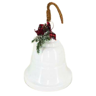 Campana Navideña DE Metal Para Colgar Blanca 45 Cm