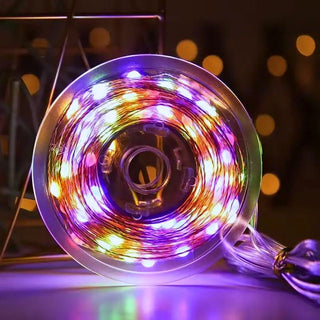 Luces Led Alambre de Cobre Color Multicolor, 100 Luces 10 Metros Cable Transparente Con Control