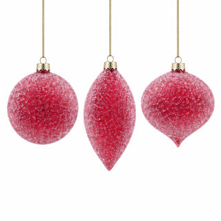 Red Glass Frozen Christmas Balls
