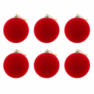 Juego de 6 bambalinas navideñas de terciopelo de 8 cm – rojo