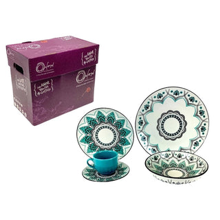 Juego de vajilla 20 piezas – blanco / verde / negro