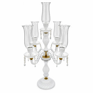 Candelabro Decorativo De Vidrio 5 Velas Color Blanco 46 CM