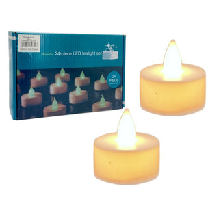 Set 24 Piezas Velas Led TeaLight 24 Piezas Color Blanco Luz Cálida 3,5x4 Cm
