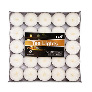 Set 25 Piezas Velas TeaLight De Parafina Color Blanco 3x7 Cm