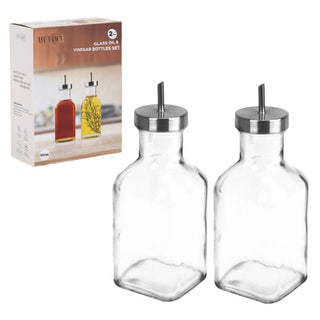 Juego De Aceitero + Vinagrera 2 Piezas En Vidrio Color Transparente 500ML