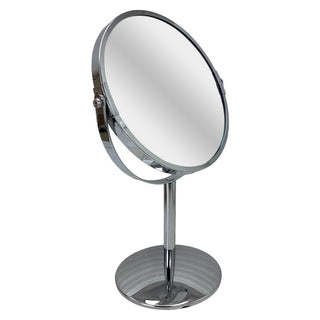 Espejo De Tocador Redondo Doble Con Soporte Color Plateado 30 Cm