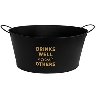 Hielera De Metal Ovalada Color Negro 38 Cm