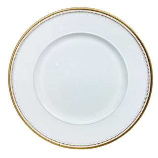 Plato De Fondo Liso Color Blanco Borde Dorado 33 Cm