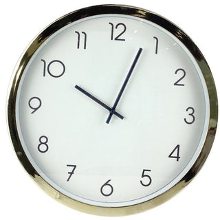 Reloj De Pared Fondo Blanco rco Plateado A Baterias 40 Cm