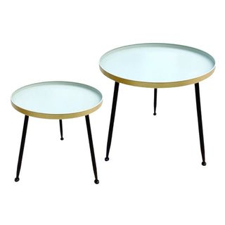 Mesa de Metal 2 piezas 15.75" × 15.5"/19.75" × 18" – aqua / dorado / negro