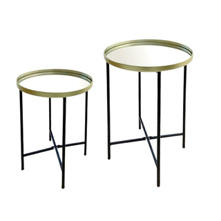 Mesa de Metal y Tope de Vidrio 2 piezas 13.75" × 19"/15.75" × 21.75" – dorado / negro