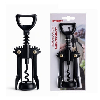 Sacacorcho Y Destapador De Metal Negro 16 cm Con Doble Palanca Para Vino
