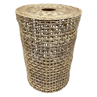 Cesta De Lavandería Con Tapa En Ratán Sintético Con Estructura De Hierro 40×50 cm Color Crema