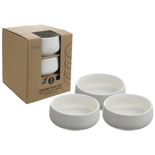 Juego De Tazón 3 Piezas De Cerámica Color Blanco 9 Cm