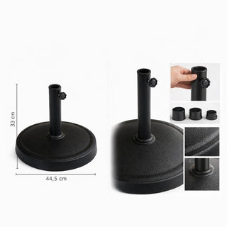 Base Para Paraguas De Jardín Color Negro 44,5 × 33 cm en Resina