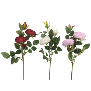 Rosa Artificial Decorativa 70 cm – 3 Colores Surtidos (Rojo, Blanco y Rosado)