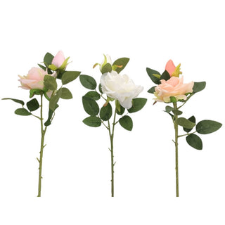 Rosa Artificial Decorativa 57 cm – 3 Colores Surtidos (Rosado, Blanco y Durazno)