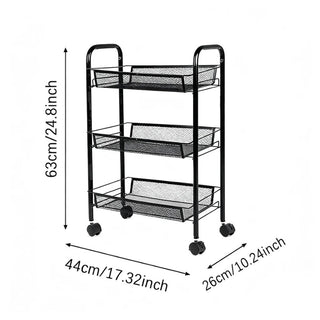 Carrito De Almacenamiento Multiuso 3 Niveles De Metal 44×26×63 cm