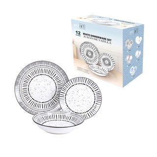 Juego de vajilla 12 piezas – blanco / negro