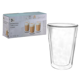 Set De Vasos de Vidrio Doble Pared Vidrio Borosilicato 260 ML 3 Piezas