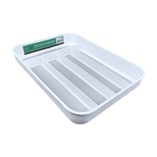 Organizador De Cubiertos 5 Compartimientos Color Blanco