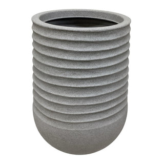 Macetero redondo acanalado color blanco 28X28X37 Cm