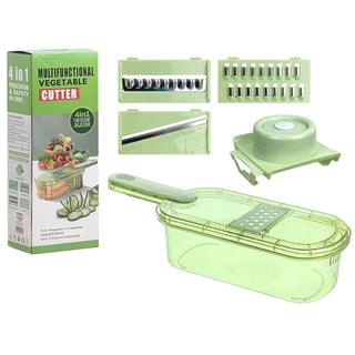 Cortador de Vegetales (Mandolina) 4 en 1 Con Base 36 Cm Hojilla de Acero Inoxidable Cuerpo de Plástico