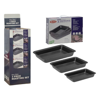 Set De Bandejas Rectangulares Para Asar Acero Antiadherente 3 Piezas