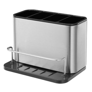 Organizador De Utensilios Acero Inoxidable 4 Compartimientos Con Drenaje