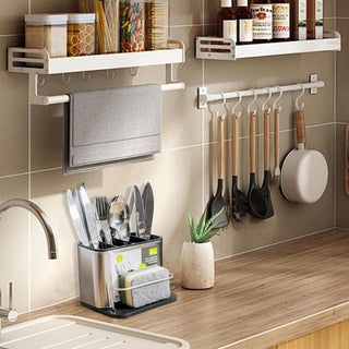Organizador De Utensilios Acero Inoxidable 4 Compartimientos Con Drenaje