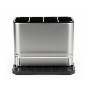 Organizador De Utensilios Acero Inoxidable 4 Compartimientos Con Drenaje