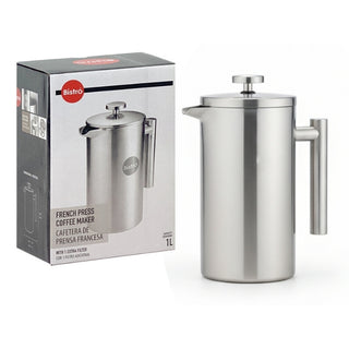 Cafetera De Prensa Francesa Acero Inoxidable De 1 Litro color plateado