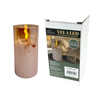Vela LED 7.5 × 15 cm – blanco / chocolate