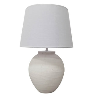 Lampara De Mesa Pantalla Y Base De Ceramica Color Blanco 46 Cm