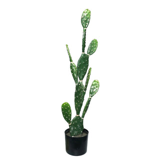 Planta artificial Cactus Opuntia en Maceta 98 cm – verde / negro