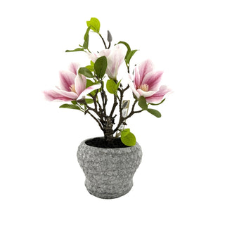 Planta artificial Magnolia Rosa Artificial 35 cm – rosado / blanco / verde / gris