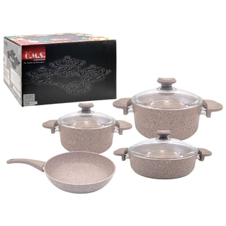 Juego de Ollas 7 piezas 2.5/4.0/3.2/2.2 L – chocolate / transparente
